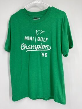 Funny Mini Golf Champion T-Shirt Green Men's Large